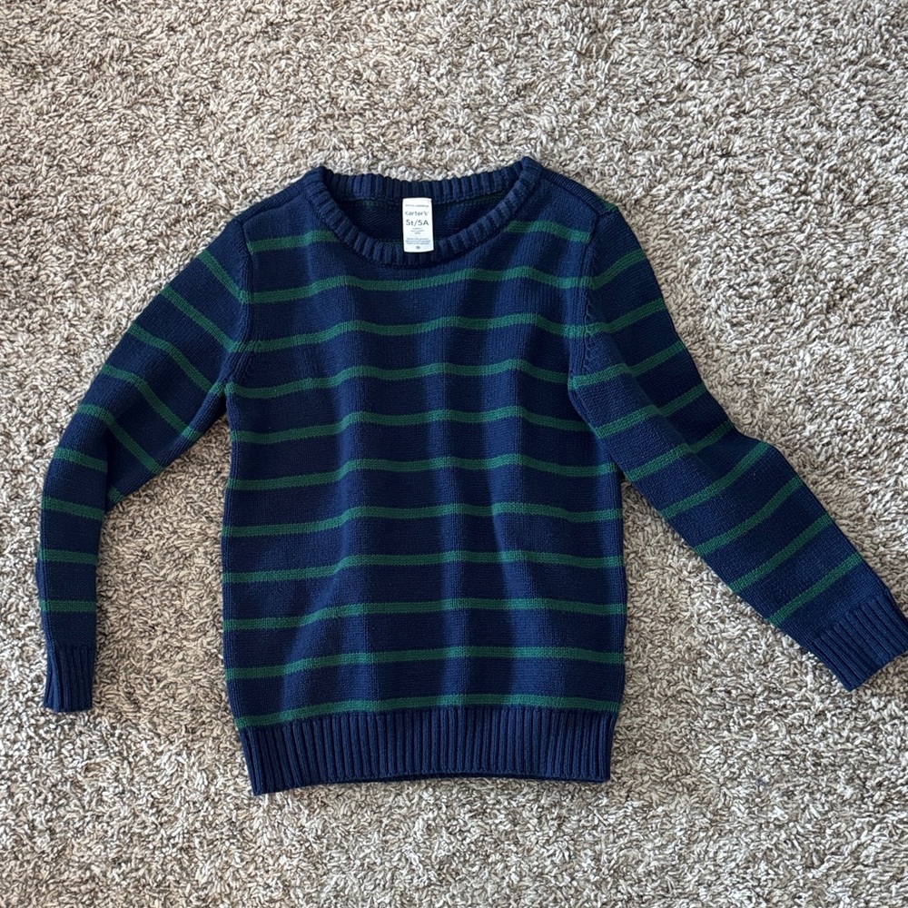 Carter's Kids Navy and Green Striped Sweater